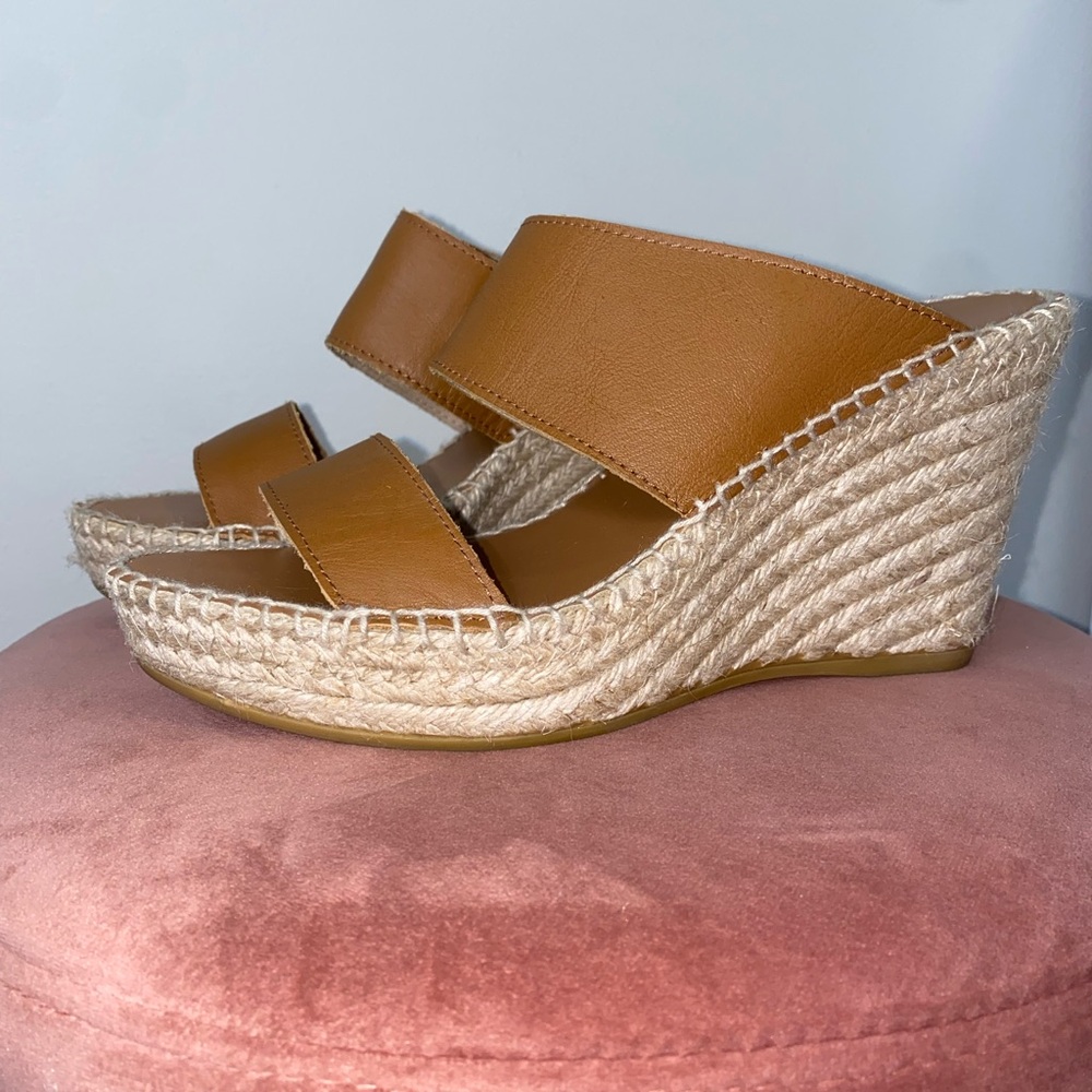Andre Assous Tan Espadrille Wedge Sandals